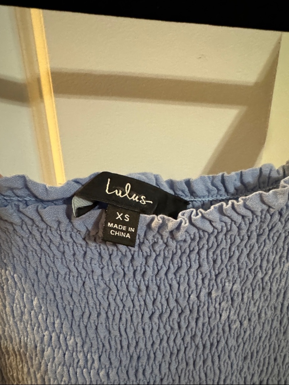 Light Blue Smocked Sundress with Tie Straps - Picture 4 of 4